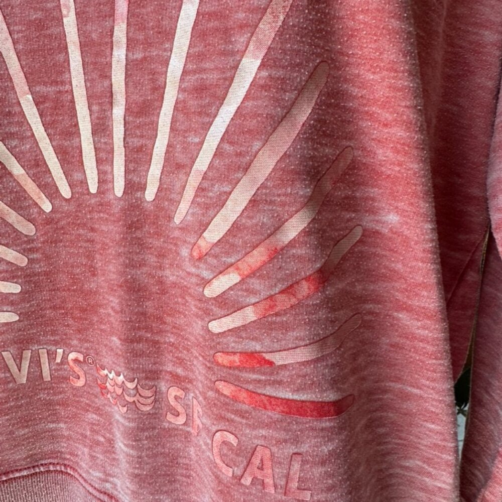 Levi's Womens Distressed Terry Sweatshirt, XL, Coral, Vintage Style - Picture 6 of 14